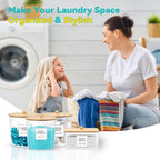 Laundry Pods Container & Dryer Sheet Holder, Laundry Room Organization and Storage Jars with Lids, Labels & Scoops for Powder Detergent Scent Booster - Image 7