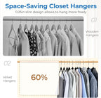 Smartor Black Velvet Hangers 120 Pack, Non-Slip Space-Saving Clothes Hanger - Image 3