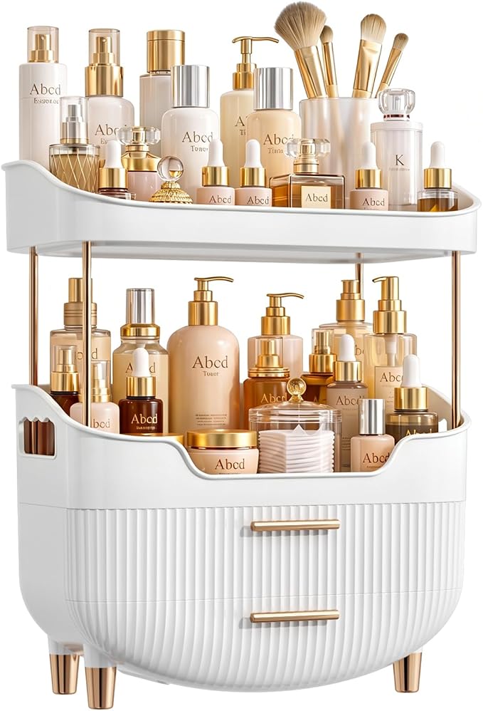 caktraie 4-Tier Makeup Organizer Bathroom Countertop Storage White by shoeboxesanddeskorganizers