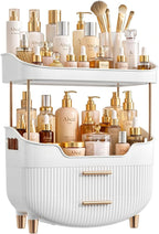 caktraie 4-Tier Makeup Organizer Bathroom Countertop Storage White by shoeboxesanddeskorganizers