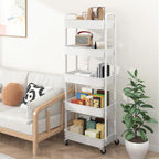 Sywhitta 5-Tier Plastic Rolling Utility Cart with Wheels for Storage,White - Image 7