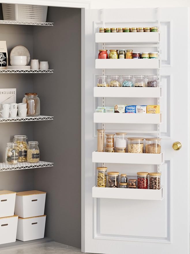 6-Tier Hanging Pantry Organizer, Metal Spice Rack Storage for Kitchen Laundry Bathroom Cabinet, White by Unknown