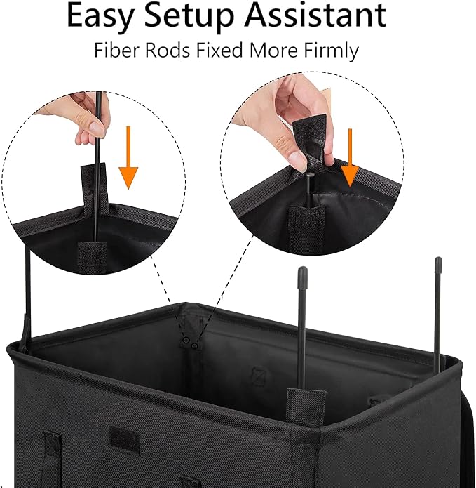 WOWLIVE 100L Black Laundry Hamper with Lid, Dirty Laundry Basket for Dorm - Image 7