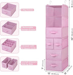 GRANNY SAYS Hanging Closet Organizer, 5 Drawers, 6 Shelves, 6 Pockets, Pink | Hanging Closet Organizer with 5 Different Drawer Designs, 6 Shelves & Reinforced Structure for Organized Small Spaces - Image 3