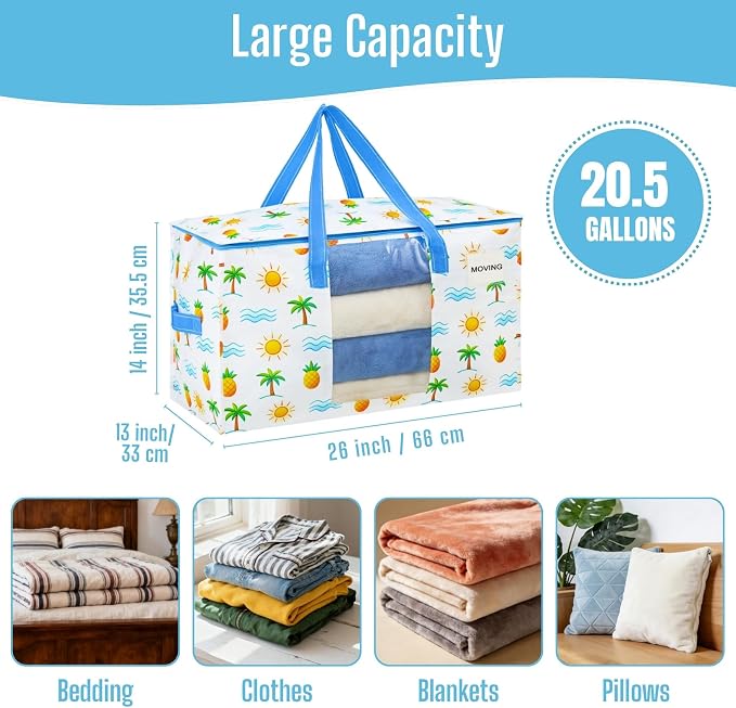 VENO Moving Bags, Wide Open Top, Clear Window, Tropical Island, 4 Pack - Image 2
