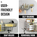 LEVERLOC Shower Caddy Suction Cup Shower Shelves Shower Holder，Silver - Image 5