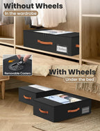 TOSKING 2-Pack Under Bed Storage Bins with Wheels, 4 Vacuum Bags, Heavy Duty 80 lbs, 7.9" Height, 47L Clear Lid Organizer, Space Saver for Dorm Bedroom Clothes Shoes Toys, Quick Assembly, Black - Image 7