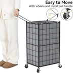 WOWLIVE Rolling Laundry Basket, Metal Wire Frame Laundry Hamper with Wheels - Image 5