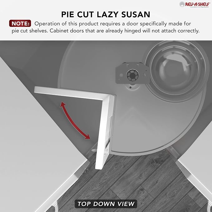 Rev-A-Shelf 2 Tier Pie-Cut Lazy Susan for Corner Base Cabinets, Plastic, 24" Double Shelf Swivel Kitchen Spice/Can Organizer, Almond, 6942-24-15-52 - Image 5