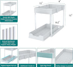 DEKAVA Cabinet, 2 Pack Under Sink Organizer, 2 Tier Sliding Bathroom Kitchen Organizer, Large White ABS Baskets, Easy Install & Clean - Image 2