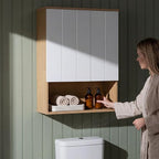 24"x30" Bathroom Wall Cabinet with Asymmetrical Doors & Open Shelf - Image 7