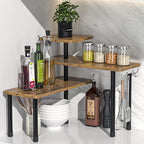 JayRex Kitchen Countertop Organizer 3-Tier Corner Shelf, Rustic Brown by JayRex