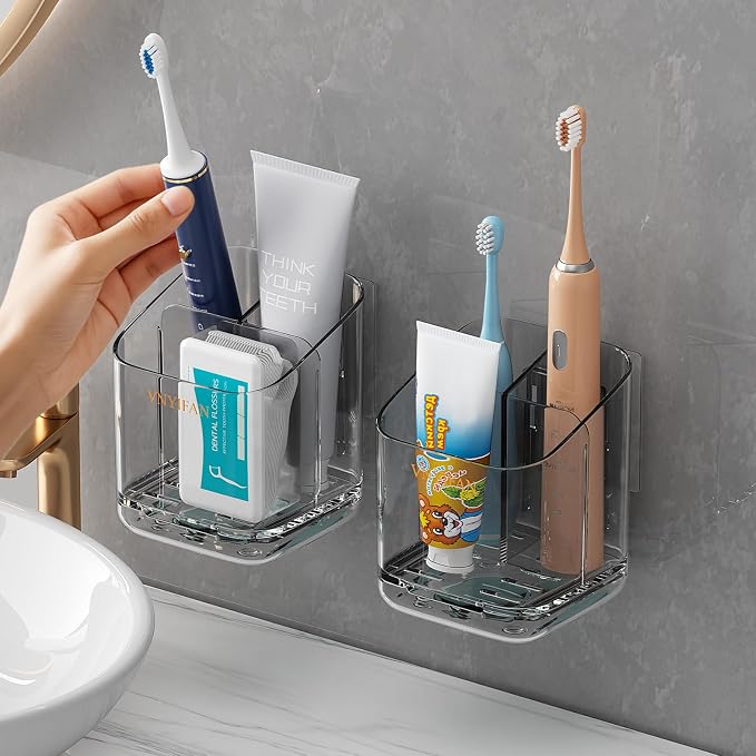 3 Slots Detachable Toothbrush Holders Wall Mounted for Bathrooms by VNYIFAN