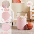 Artfeel Laundry Basket,Woven Cotton Rope Laundry Hamper,40L for Decorative Storage of Dirty Clothes,Toys and Blankets in Bathroom,Baby Room and Living Room - Image 6