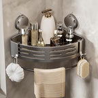 VOLPONE Shower Caddy Corner Suction Cup Shower Shelf Corner No Drilling Bathroom Shower Organizer Storage Rack Adhesive (1-Pack, gray) by VOLPONE