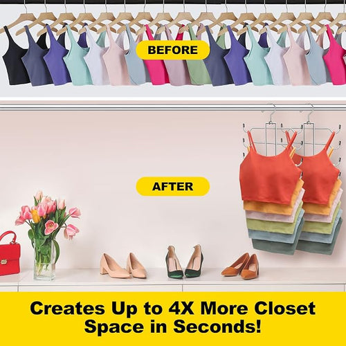 1 Pack Closet-Organizers-and-Storage,6 Tier Tank-Top-Hangers-Space-Saving,Closet-Organizer,Non-Slip Hanging Sport Bras Holder,Dorm-Room-Essentials-for-College-Students-Girls Camisoles Swimsuits Dress - Image 2