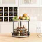 YATINEY Lazy Susan Organizer, Rotating Spice Rack, 2 Tier Spice Turntable Organizer, Industrial Turntable Spice Holder, for Kitchen Countertop and Cabinet, Compact and Versatile, Greige SR22BG - Image 3