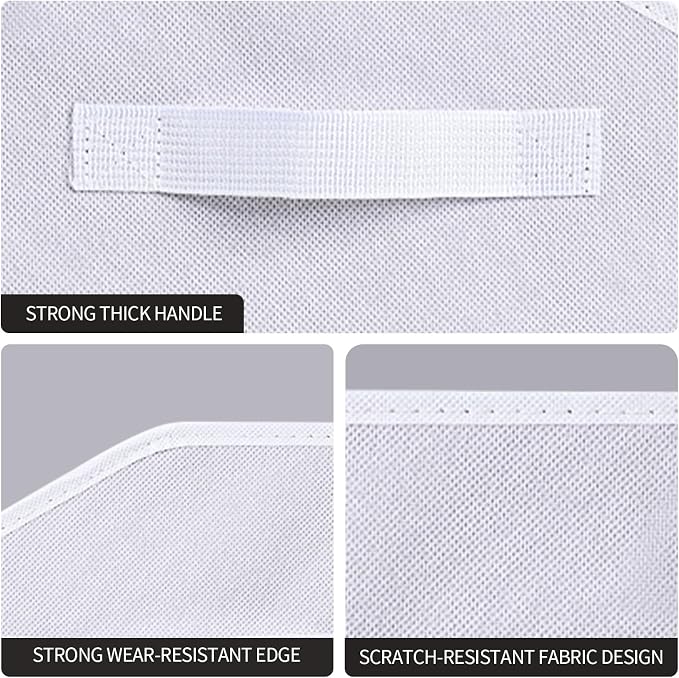 Homsorout Closet Baskets for Shelves Trapezoid - Decorative Storage Baskets with Handle, Closet Bins for Organization, Shelf Storage Bins for Clothes, Books, Home, Office, 3 pack, White - Image 7