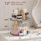 LAMU 2Pack 2 Tier Lazy Susan Organizer 12 inch Large Lazy Susan Turntable Rotating Spice Rack Organization for Cabinet, Kitchen, Pantry, Countertop, Bathroom, Vanity, Medicine Cabinet Organizer, Grey - Image 3