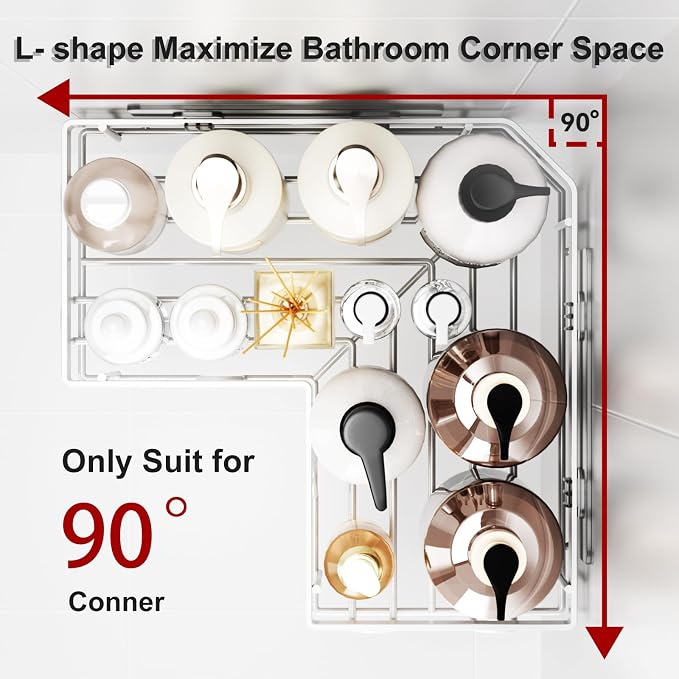 Liuoud Corner Shower Caddy 5 Pack Adhesive Stainless Steel Organizer White - Image 5