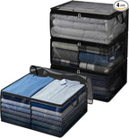 Fixwal Blanket Storage Bags 4 Pack 80L Large Clothes Closet Organizer Black by Fixwal