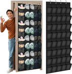 Windyun 2 Pcs 40 Pocket Over The Door Shoe Organizer, Black - Image 7