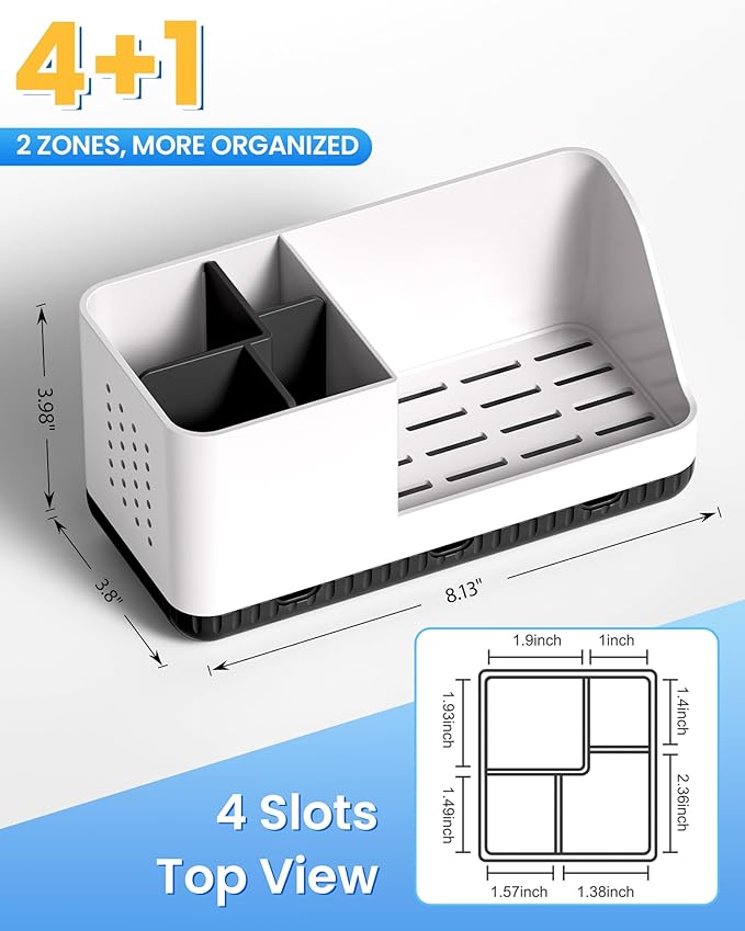 Toothbrush Holder Bathroom Counter Organizer & Storage Detachable - Image 3