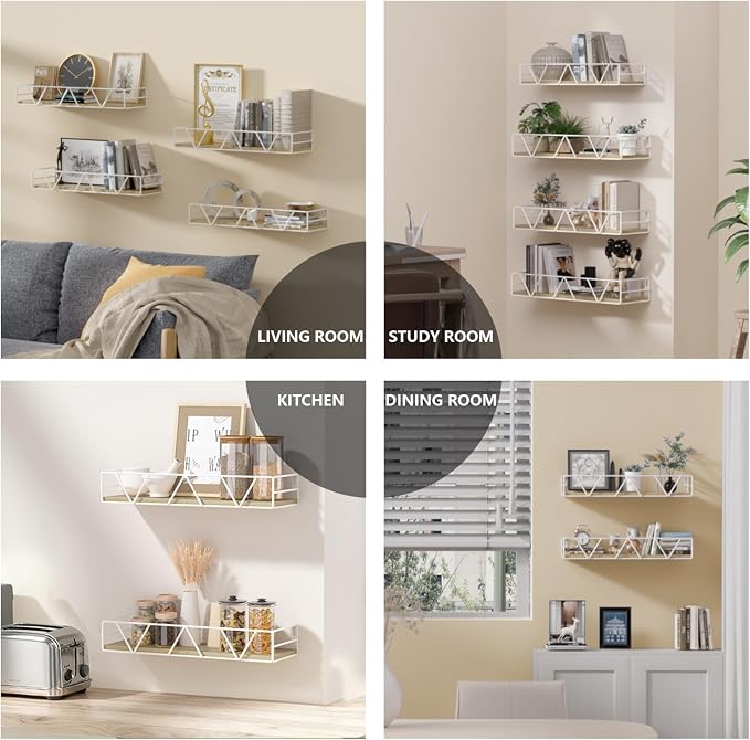 Floating Shelves Set of 4, Wood Wall Shelf, Farmhouse Shelf for Bedroom - Image 6