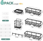 Veken Shower Caddy 6-Pack with Hooks, Bathroom Organizers & Storage, Black - Image 8