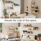 BAYKA Light Oak-Toned Floating Shelves 22.5in, Set of 3, Wall Mounted Shelf - Image 7