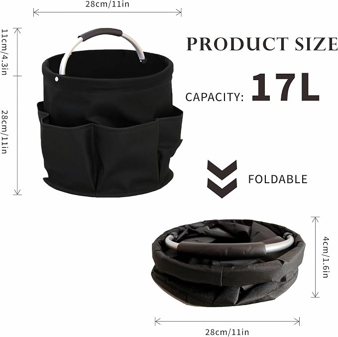 Cleaning Caddy with Handle,Cleaning Supplies 17L Foldable Storage Basket - Image 4