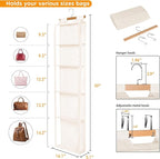Syeeiex Over the Door Purse Organizer with Zippers, 5 Mesh Shelves, Beige - Image 3