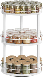 YATINEY Lazy Susan Organizer, Rotating Spice Rack, 3 Tier Spice Turntable Organizer, Industrial Turntable Spice Holder, for Kitchen Countertop and Cabinet, Compact and Versatile, White SR23WW - Image 9