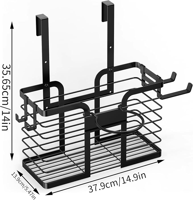 YIGII Hair Dryer Holder, 3 in 1 Hair Tools Organizer Blow Dryer Holder Adjustable Height Cabinet Door/Wall Mounted Bathroom Organizer and Storage for Hair Dryer, Flat Irons, Curing Wands - Image 9