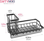 SWTYMIKI Large Sink Caddy Kitchen Sink Organizer with Detachable Brush Holder, Stainless Steel Sponge Holder with Removable Drip Tray Sponge Caddy for Kitchen Countertop, Black - Image 7