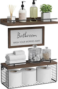 WOPITUES Floating Shelves for Bathroom Decor Art, Rustic Brown by WOPITUESOfficial
