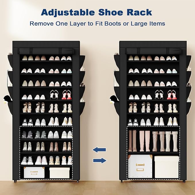 Mavivegue Shoe Rack with Cover, 10+1 Tier Tall Shoe Storage - Image 7