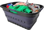 SAMMART 42 (11 Gallons) Collapsible Plastic Laundry Basket, Foldable Pop Up Storage Container/Organizer, Space Saving Hamper, Portable Bin for Dorm Room Bathroom (1, Black/Dark Purple) by SAMMART