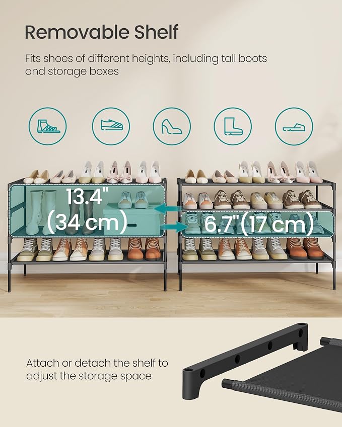 SONGMICS 4-Tier Shoe Rack, Space-Saving, Shoe Storage Organizer - Image 6
