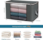 90L Large Storage Bags, 3 Pack Clothes Storage Bins Closet Organizers | Foldable Storage Containers, with Reinforced Handle, for Clothing, Blanket, Comforters, Bed Sheets, Pillows and Toys - Image 2