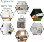 2pcs Wall Hanging Storage Bag,Wall Hanging Organizer Bags with Pockets, Wall Organizer Storage for Dormitory Bathroom Bedroom Kitchen(Grey Grid) - Image 4