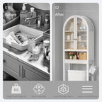 Over The Toilet Storage Cabinet, 23.7”W Modern Storage Cabinet Over Toilet with Acrylic Doors, Arched Freestanding Over Toilet Rack with Adjustable Shelf for Bathroom, White - Image 6