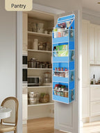 Yecaye 5 Tier Over the Door Organizer, Swing-proof Door Organizer Hanging with Clear PVC Windows, Behind the Door Storage for Bedroom Nursery Closet Laundry Pantry Bathroom, Blue - Image 8