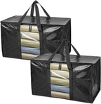 BALEINE 2-Pack Oversized Moving Bags with Reinforced Handles, Heavy-Duty Storage Tote Moving Supplies for Packaging, Camping (Black w/Window, 2-Pack) by BALEINE