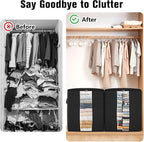 6 Pack Clothes Storage Bags 80L Blanket Storage Container with Window Black | Large Comforter Organizer for Closet, Bedding, Quilts, Sheets and Pillows, Foldable Storage Bags for Home Organization - Image 4