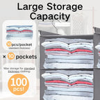 5 Tier Hanging Closet Organizer, Dual Row Wardrobe Storage with Hooks, Grey | 158.3L Extra-Large Closet Storage, Strong Hooks & Thick Fabric Hold Heavy Garments, Foldable Design Saves Closet Space. - Image 6