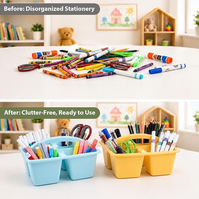 6 Pack 4 Compartment Classroom Caddy with Handle, Groovy - Image 4