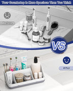 Bathroom Counter Organizer and Storage, 7 Slots Detachable Toothbrush Holders for Bathrooms, Anti-Slip Electric Toothbrush and Toothpaste Holder Countertop Vanity Organizer Accessories for Adults Kids - Image 5