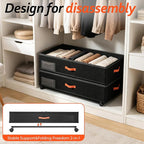 Under Bed Storage with Wheels 2-Pack, Under Bed Storage Containers 66L Clear Lids, Rolling Storage Drawers for Clothes Shoes Blankets, Underbed Organizer Bins(30" L x 16.2" W x 7.5" H) - Image 7