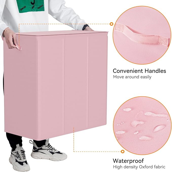 WOWLIVE 180L Laundry Hamper 3 Section, Large Laundry Basket with Lid - Image 7